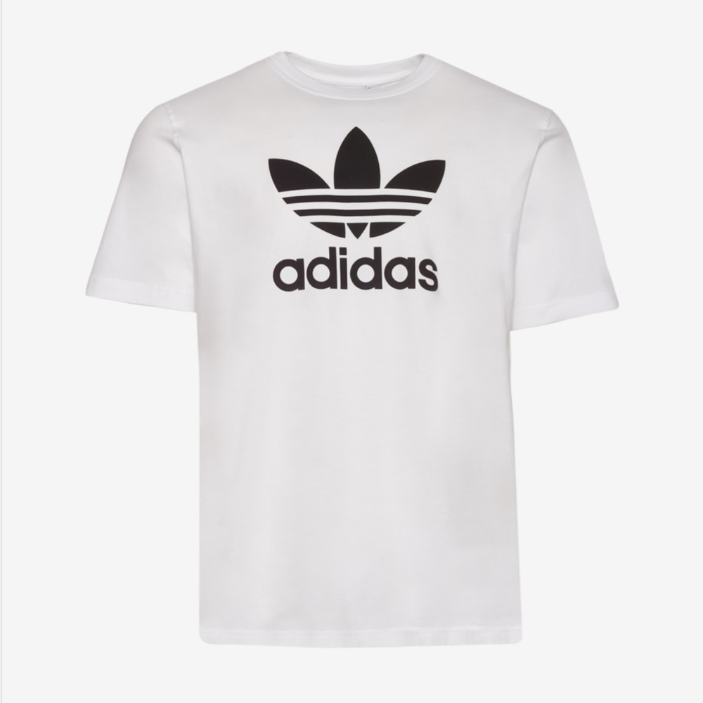 Adidas White Tee with Black Trefoil Logo